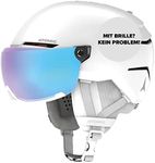 ATOMIC Savor Visor Stereo Ski Helmet with Visor, White (White Heather), Size S, 51–55, Maximum Shock Absorption, Active Aircon Ventilation System, Mirror Coating for Clear Vision