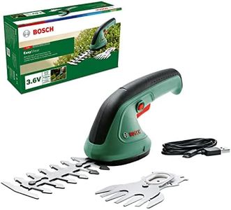 Bosch 3.6V Cordless Compact Hedge Shrub & Grass Shear Garden Kit, Includes Shrub & Grass Blade, Integrated Battery, Runtime: 40 min (EasyShear). Made in Europe