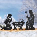 Nativity Outdoor Metal Stakes Religious Christmas Silhouette Garden Stakes Outdoor Christmas Decorations Metal Stakes Set of 3