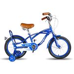 Vaux Beach Cruiser 16T Bicycle for Kids with Sidewheels,Europen Fashion Cycle for Kids Age 4 to 6 Years with Steel Frame, Tubular Tyres, Ideal Cycle for Boys & Girls with Height 3ft 3inch+ (Blue)