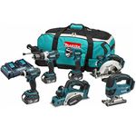 Makita 18v Li-ion 6 pcs Combo Kit (3 x 4.0Ah Li-ion Batteries and Charger DC18RD),DLX6012PM