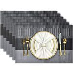 Aofmee Placemats, Placemats for Dining Table Set of 6, Heat Resistant Place Mats, Washable PVC Table Mats, Woven Vinyl Plastic Placemats, Non-Slip Stain Resistant Kitchen Table Placemats Easy to Clean