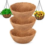 3 Packs 12" Round Coco Plant Liners, 100% Natural Fiber Replacement Coconut Grass Liners for Planters Coconut Planter Liners Planter Basket Liners for Hanging Basket Flowers Vegetables Patio Garden