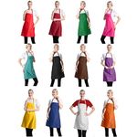 CWFUN 12pack Aprons Bulk for Women Men Waterproof apron for Cooking Baking Kitchen Restaurant Crafting Painting Apron- Bulk Aprons for Girls Waiter Waitress Apron,(Multicolours)