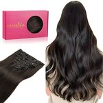 WENNALIFE Hair Extensions Clip In, 14 Inch 120g 7pcs Clip in Hair Extensions Real Human Hair Dark Brown Hair Extensions Clip In Real Hair Coloured Remy Human Hair Extensions