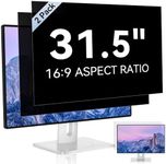 [2 Pack] 31.5 Inch Computer Privacy Screen for 16:9 Aspect Ratio Widescreen Monitor, Eye Protection Anti Glare Blue Light Computer Monitor Privacy Filter, Removable Anti-Scratch 31in Protector Film