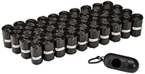 Amazon Basics Unscented Dog Poop Bags with Dispenser and Leash Clip, Standard 13 x 9 Inches, Black-600 Bags (40 Rolls)