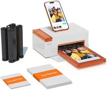 Liene Amber M110 Bluetooth Photo Printer 80 Sheets, Portable Photo Printer for iPhone, Thermal Dye Sublimation, Picture Printer w/ 60 Sheets 6" Paper & 20 Sheets 3" Square Sticker Paper & 2 Cartridges