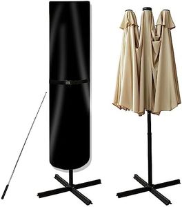 POYEE Umbrella Cover, 420D Waterproof Outdoor Patio Umbrella Cover for 9ft to 14ft Market Umbrella or 15ft Double-sided Umbrella, Black