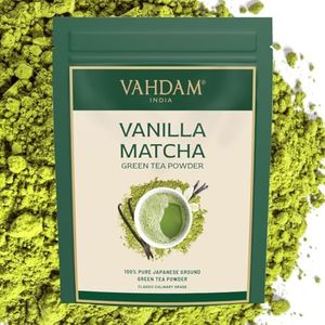 VAHDAM, Japanese Vanilla Matcha Green Tea Powder (50g, 1.73oz) Sourced from Japan | Premium Matcha Powder With Pure Vanilla | Brew Delicious Vanilla Matcha Latte