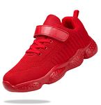 Shoful Kids Trainers School Shoes for Girls Lightweight Running Shoes Tennis Sneakers Outdoor Walking Shoes Casual Sport Shoes All Red 3 UK