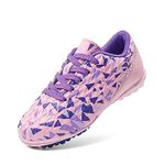 DREAM PAIRS Boys Girls Soccer Football Shoes Lace Up Cleats Toddler/Little Kid/Big Kid SDSO223K,Size 12 Little Kid,Pink/Purple-Qh,SDSO223K