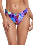 RELLECIGA Women's Purple Leopard Cheeky Brazilian Cut Bikini Bottom Size X-Large