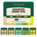 VAHDAM, Assorted Green Tea Sampler Gift Set (5 Flavors, 4 Tea Bags Each) Gluten Free Tea Variety Pack - Long Leaf Pyramid Green Tea Bags Variety Pack | Gifts For Him/Her | Gifts for Women & Men