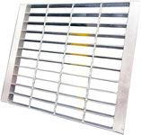 MASSLUNT Galvanized Steel Drain Grate and Frame, 16x16 Outdoor Drain Cover with Base, B125 Class Channel Grate, Durable Heavy Duty Sewer Grate, Sliver Square Drainage Grate for Concrete Floor