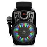 FiNeWaY Portable Karaoke Machine System With LED Disco BBQ Party Lights With Singing Microphone Bluetooth CD Player Aux RCA Video Function Powerful Speaker – AC/Battery Operated