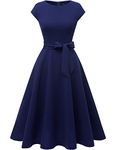 DRESSTELLS Womens Dresses 2024 Vintage Party Navy Blue Fall Homecoming Formal Evening Party Bridesmaid Wedding Guest Dress Navy XL