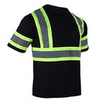 BLKNIGHTS High Visibility Reflective Safety Shirt for Men ANSI Class 2 Construction Work Black Short Sleeves Shirt, Black_s1, X-Large