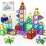 PicassoTiles 100 Pieces Magnetic Tiles Building Blocks Mini Size Diamond Series Magnet Toys Travel Size On-The-Go Construction Sensory Toys Gifts Educational Set STEM Learning Kit Playset PTM100