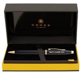 Cross Century II Ballpoint Pen, Black Lacquer with Gold Trim, Custom Engraved — Graduation, Retirement, Promotion, or Board Recognition Gift