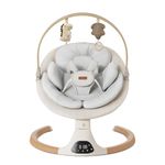 Baby Swings for Infants, Monamii Baby Swing, Bluetooth Infant Swing with Music Speaker, 5 Speeds and Remote Control, Electric Swing for Baby, Portable Baby Swing, Indoor & Outdoor Use (Light Beige)