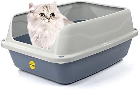 CAT CENTRE Medium Cat Litter Tray Box Hooded Dark Grey Pan Toilet Extra Deep Anti-Spillage Kittens Cats Enclosed Box Loo Detachable Rim Rounded Corners Safe Durable
