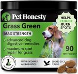 Pet Honesty Grass Green Max Strength Burn Spot Chews for Dogs - Premium Formula - Dog Pee Lawn Spot Saver Treatment Caused by Dog Urine, Supports Healthy Digestion w/Probiotics + DL-Methionine (90ct)