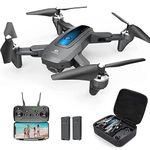 DEERC D10 Foldable Drone with Camera for Adults 2K HD FPV Live Video, Tap Fly, Gesture Control, Selfie, Altitude Hold, Headless Mode, RC Quadcopter for Beginners with 2 Batteries and Carrying Case