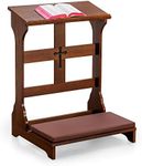 LUE BONA Prayer Bench Stool, Padded Kneeling Stool for Prayer, Wooden Church Prayer Bench Stool Table with Shelf and Cushion, Kneeling Shelf Prayer Bench for Kneeling at Home, 350 lbs, Religious Gifts