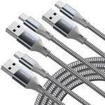 SMICEM USB Type C cable fast charging 3M (3 pack) USB A to USB C cable Braided cable USB C charger cable, compatible with Galaxy S8 S9 S10 LG G6 G7 V20 V30 V40 Note 8 9 10 and more (gray)