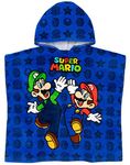 Super Mario Kids Towel Poncho | Boys Game Characters Mario Brothers Bath Towel | Luigi & Mario Star Blue Changing Robe