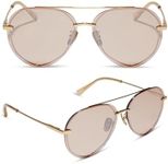 DIFF Lenox Gold + Honey Crystal Flash, Designer Oversized Aviator Sunglasses for Women UV400 Protection