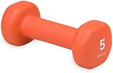 Gaiam Dumbbell Hand Weight (Sold in Singles) - Neoprene Coated Exercise & Fitness Dumbbell for Home Gym Workouts and Strength Training - Free Weights for Women and Men (5lb, Orange)