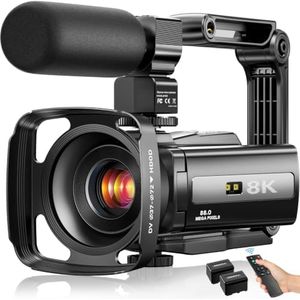 FlyFrost 8K Video Camera 88MP UHD WiFi Vlogging Cameras for YouTube 18X Digital Zoom IR Night Vision 3.0'' Touch Screen Camcorder with Microphone, Lens Hood, Stabilizer, Remote, Two Batteries