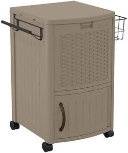 Suncast Resin 77 Quart Wicker-Look Outdoor Patio Cooler with Wheels, Java