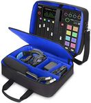 USA Gear Audio Mixer Case - Podcast Mixer Travel Case with Scratch-Resistant Interior & Customizable Storage - Compatible with RODECaster Pro, RODECaster Pro II, Microphones and More Equipment (Blue)