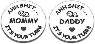 New Baby Gift for Dad Mom Decision Coins Funny New Parents Pregnancy Gift for First Time Daddy Mummy to be Christmas Birthday Baby Shower Father's Mother's Day Coin for Husband Wife Double-Sided