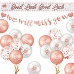 21 Pieces Sorry Your Leaving Decorations We Will Miss You Good Luck Banner Sash and Balloon Good Luck Decorations for Retirement Farewell Graduation Leaving Going Away Party(Rose Gold)