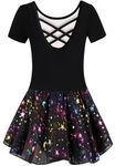 Mulnall Girls Ballet Leotards Dance Tutu Skirt Toddlers Dance Training Wear Dress Criss Cross Straps Back Shiny Sequin（UK40401-06-L）