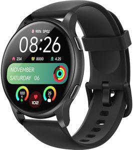 Parsonver Montre Connectée Homme Femme, 5ATM Étanche pour Natation, Smartwatch avec Appels Bluetooth, 100+ Sportifs, Sommeil, Fréquence Cardiaque, SpO2, Montre Sport pour Android & iPhone, 44 mm, Noir