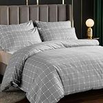 LAZZARO King Size Duvet Set, Non-Iron Covers Bedding Sets, 3 Pcs with Zipper Closure 230 x 220 cm (King, Grey)