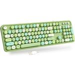 GEEZER Computer Wired USB Keyboard - Green Full-Size Round Keycaps Retro Typewriter Keyboards, for Windows, PC, Laptop, Desktop, Mac