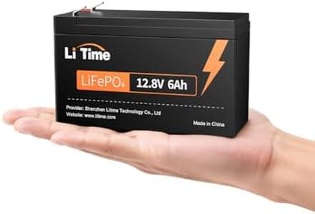 Litime 12V 6Ah LiFePO4 Battery, 76.8W Rechargeable Lithium Battery Built-in 6A BMS, 4000+ Deep Cycles, Low Self-Discharge Rate, for Fish Finder Kids Scooter LED Light Security Camera Toys Camping