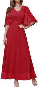 DRESSTELLS Vestido de Noche Damas Vestido de Fiesta Largo Invitada de Boda Elegante para Boda Vestido de Graduación Rojo XL