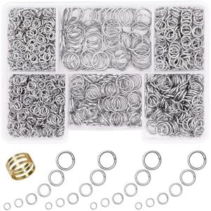 GMMA Jump Rings for Jewelry Making 1400 Pcs Nickel Jump Rings 4mm 6mm 5mm 7mm 8mm 10mm Jump Rings with Open/Close Tool for Necklace Bracelet Repair Keychains Jewelry Making Supplies(Nickel)