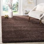 A R Creations Anti Slip Fluffy Fur Plain Shaggy Carpet| Area Rug Made with Polyester and Microfiber for Home, Office, Kitchen, Living Room, Bedroom and Dining Hall (3x5 Feet, Brown