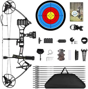 PANDARUS Archery Ready to Hunt Lightweight Compound Bow Package for Adults and Youth，0-50 Lbs Draw Weight,290fps,Limbs Made in USA,with Archery Hunting Equipment 2024 New(Black Right Handed Pro)