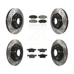 Transit Auto Front Rear Coated Drilled Slotted Disc Brake Rotors And Semi-Metallic Pads Kit Replacement For Honda Civic KDS-100371