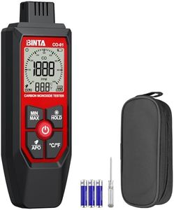 BINTA Portable Carbon Monoxide Detector, 0-1000PPM CO Detector with Audible and Visual Alarms, LCD Backlit Screen, Ambient Temperature Detection for Home Garage Travel Camping Industrial