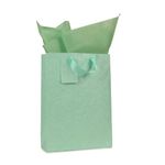 KidsyWinsy Pack Of 5 Pastel Mint Gift Bags (Small,7 * 3 * 10.5 Inches) With Tissue & Thank You Card-Paper Diwali Gift Bags | Festive Goodie Bags | Carry Bags For Birthday, Wedding, Anniversary